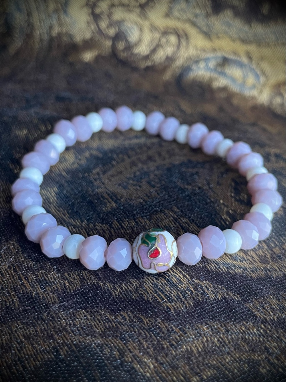 Lilac Pastel Cloisonne Beaded Stretch Bracelet